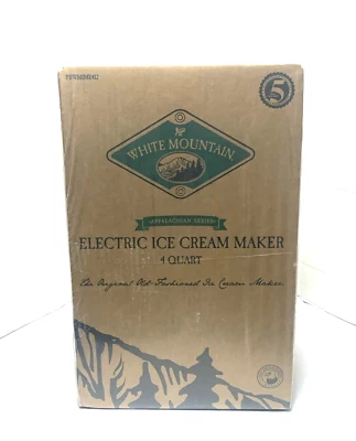 White Mountain 4 夸脱冰淇淋机 冰柜 电动 全新 未开封 — 第 1/4 张图片