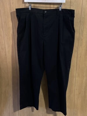 Croft & Barrow Caqui Hombres Negro 40 X 30 Fácil Cuidado Ajuste Clásico Plisado Frontal Foto 1 de 4