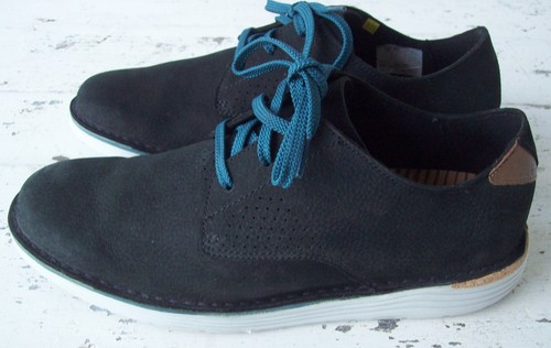 Clarks Bruno Derby Low Nero Nubuck Punta Tinta Unita ~ Uomo Taglia 10 5M