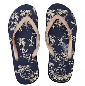 Fat Face Damen schöne Portloe Metallic Palm Tree Navy Flip Flops EU 41 UK 8 - Bild 1 von 5