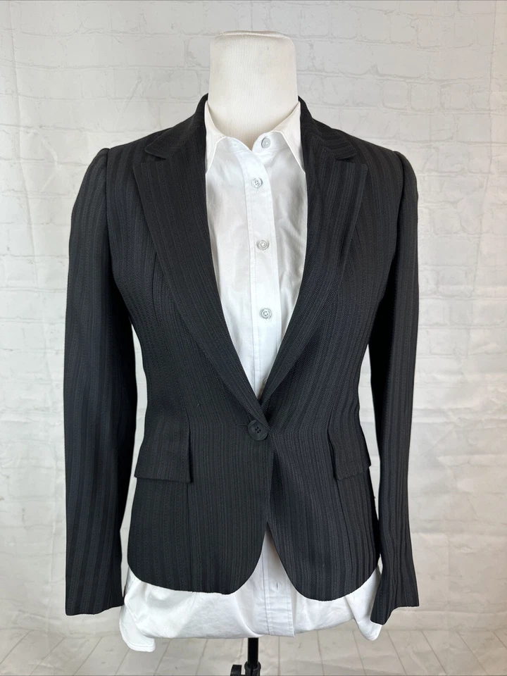 Blazer para mujer ZANELLA ITALY gris oscuro negro a rayas talla 2 $2,895 Foto 1 de 4