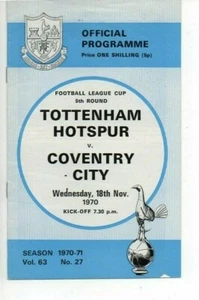 Tottenham Hotspur v Coventry City 1970/71 League Cup 5th Round - Picture 1 of 1