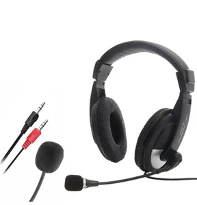 New Skype Headset Headphones with Microphone for PC Gaming 3.5mm Audio Speaker  - Picture 1 of 3