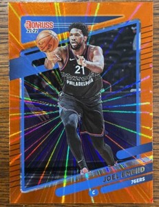 Joel Embiid SP 2021-22 Donruss Holo Orange Laser #1  Philadelphia 76ers