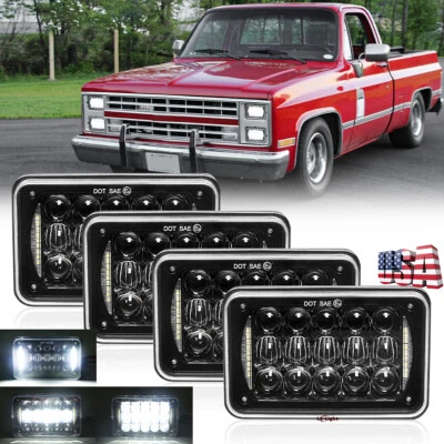Faros LED Fit 1981 1982 1983 1984 1985 1986 para camioneta Chevy C10 4 piezas 4X6" 5D Foto 1 de 4