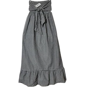 Maxi abito donna Boohoo alto senza spalline taglia 8 fascia smocked nero bianco nuovo con etichette - Foto 1 di 13