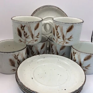 6 Vintage Midwinter Stone Henge Wild Oats Cup and Saucers - Picture 1 of 12