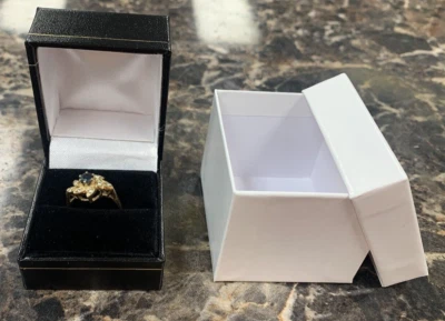 Anillo de diamantes y zafiros de oro amarillo de 14k ~ tamaño 6,25 ~ 3,5 gramos ~ TZ6 Foto 1 de 4