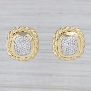 0.78ctw Diamond Albion Omega Earrings 18k Gold David Yurman Omega Backs - Picture 1 of 5