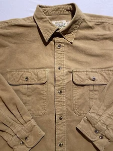 Camisa abotonada vintage Cabela's para hombre XLT marrón piel de ciervo gamuza suave años 90 suave - Imagen 1 de 8