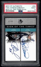2002-03 SP Authentic Sign of the Times Selanne Nabokov Auto /99 PSA 9 San Jose