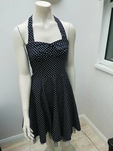 Quiz Navy Polka Dot Halter Neck Dress Size 10. NWOT - Picture 1 of 7