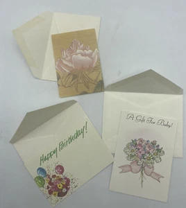Menge 3 Mini Kunst Blanko Karten 2,5 x 3,5 mit Umschlägen Blume Geburtstag Baby M. Heide - Bild 1 von 10