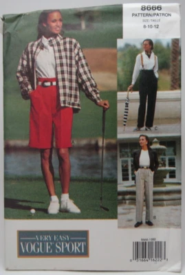 8666 Vogue Sewing Pattern Very Easy Sport Misses' Shorts & Pants SZS 8-10-12 UC - Image 1 of 4