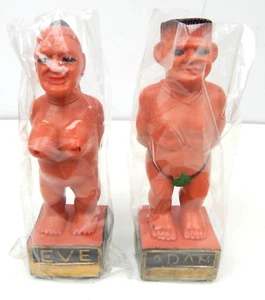 Adam & Eve Plastic Statues Figures Kitschy Roadside Risque Hong Kong Old Stock - Picture 1 of 2