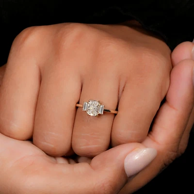 Women Diamond Ring Lab Grown Radiant 1.50 Ct IGI Certified 14k White  Gold 5.5 6 - Image 1 of 4