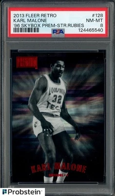 Fleer Retro '96 Skybox Premium Star Rubies #128 2013 Karl Malone Salón de la fama 40/50 PSA 8 Foto 1 de 2