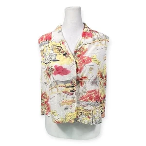 JAM’S WORLD RAYON HAWAIIAN SHIRT L VINTAGE NEW WAVE RESORT TRAVEL BEACH MAP - Picture 1 of 11