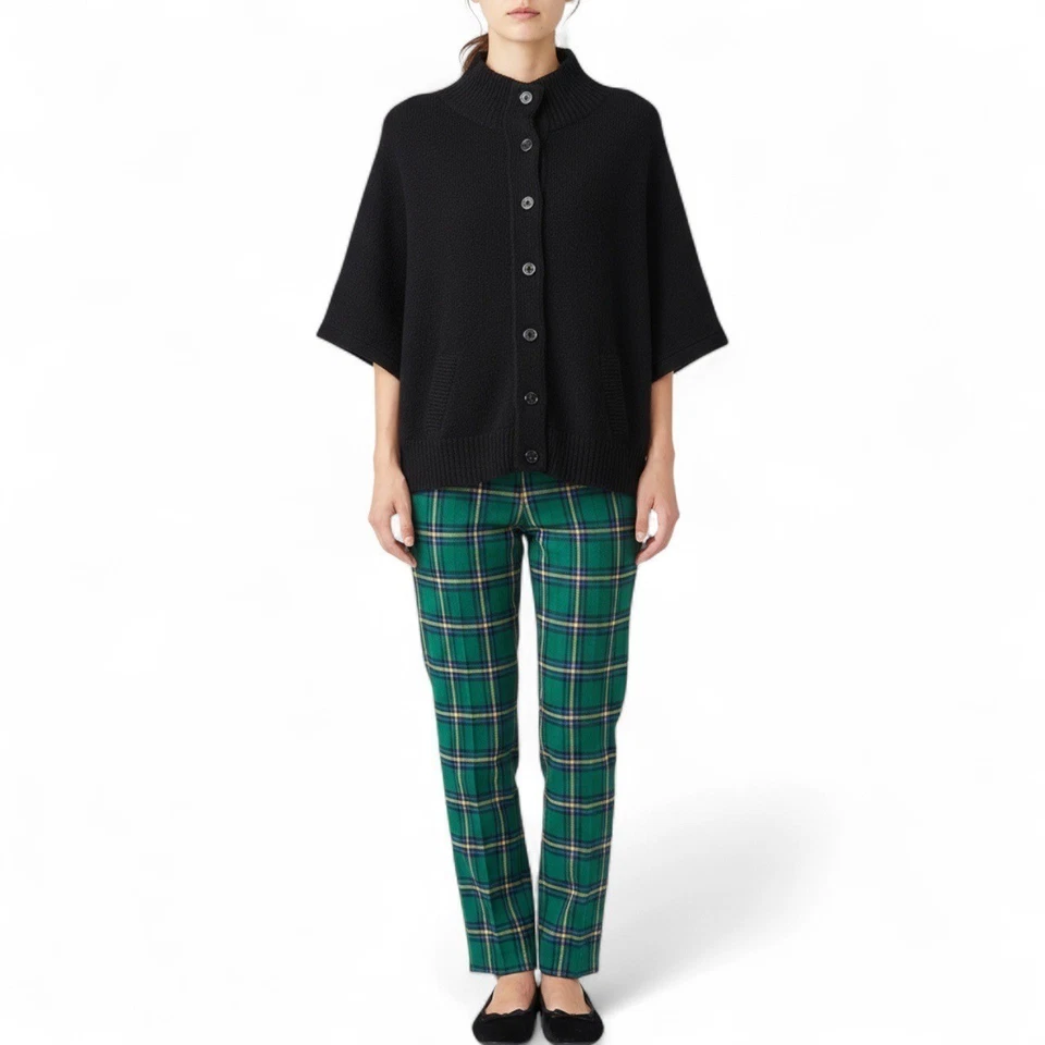 Cárdigan mediano con capucha frontal y botón mezcla de angora lana granate Hill negro Foto 1 de 4