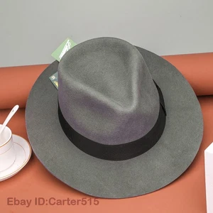 Sombrero vaquero occidental vintage de fieltro de lana Fedora Trilby hecho a mano ala ancha para caballeros - Imagen 1 de 31
