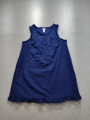 Camisón Adonna para mujer grande azul punto suizo con volantes dobladillo sin mangas Foto 1 de 4