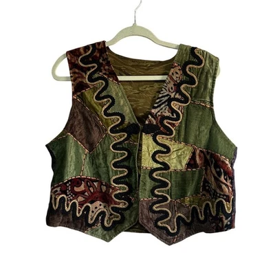 Chaleco Festival Boho Retazos Único Umbranded Borde Bohemio Acento Cachicho Foto 1 de 4