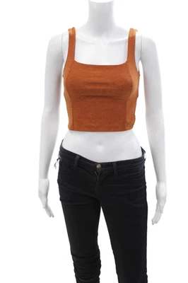 Beyond Yoga Women Cropped Tank Square Neck Solid Orange Size XS - Image 1 of 4