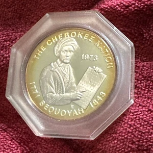 THE CHEROKEE NATION (1973) Franklin Mint .999 (Proof) Silver Art Round - Picture 1 of 2