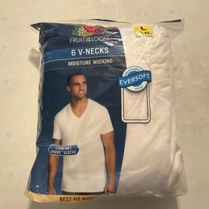 Fruit Of The Loom Confezione 6 Magliette Uomo Traspiranti Umidità Scollo V Taglia L - Nuove - Foto 1 di 3