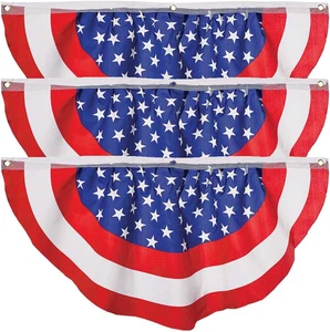 (Paquete de 3) Bandera Bunting 4X2 pies EE. UU. Roja Blanca Azul Bandera Patriótica Americana EE. UU. NUEVA - Imagen 1 de 12