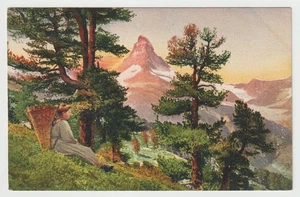 Sitting in the Mountains - Art - Painting - Postcard - New - 1950's - NM - Picture 1 of 2