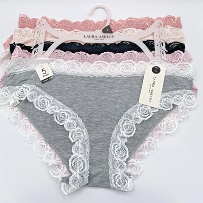 Laura Ashley Panties Womens Size Large Bikini Super Soft 5 Pack Lace Trim NWT - Image 1 of 4