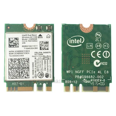 Intel Dual Band Wireless-AC 3160 WIFI WLAN Card For Lenovo Y40 Y50 E10-30 win8 - Image 1 of 4