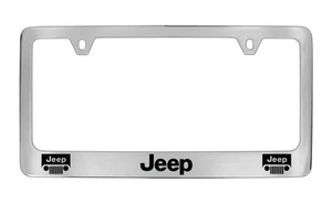 Jeep Logo Chrome Plated Brass Metal License Plate Frame Holder - Picture 1 of 1