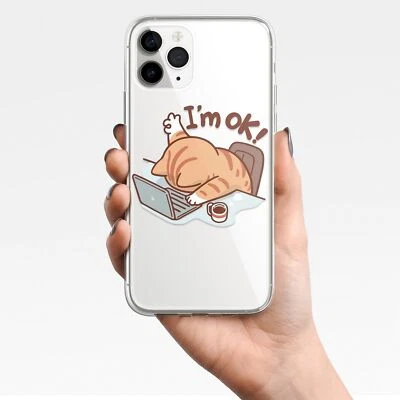 Funny Cat I'm OK Cartoon Phone Case For iphone 16 15 14 13 12 11 ProMax XR 7 8 - Image 1 of 4