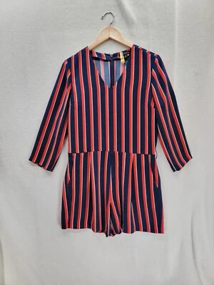 Mameluco Banana Republic Rosa Azul Blanco Manga 3/4 Cuello en V, Bolsillos Rayas Talla-8 Foto 1 de 4