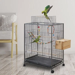 Portable Bird Parrot Pet Cage Aviary Open Top Perch Stand Castor Wheel Cage - Picture 1 of 15