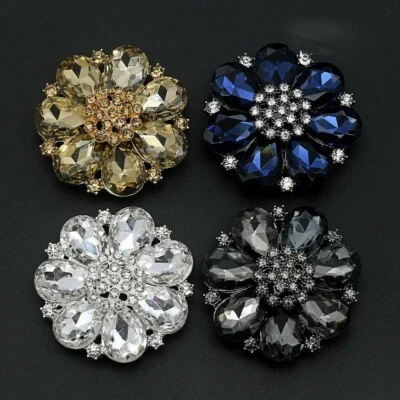 1PC Crystal Diamante Flower Buttons DIY Sewing Fasteners Accessory Shiny Fashion - Image 1 of 4