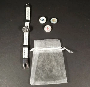 White Leather Rope Bracelet With 4 Snap Charms Ravens Christmas Beach - Picture 1 of 4