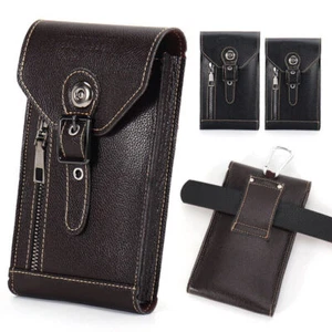 Universal Leather Clip Belt Waist Bag for iphone Samsung Android Pouch Holster - Picture 1 of 25