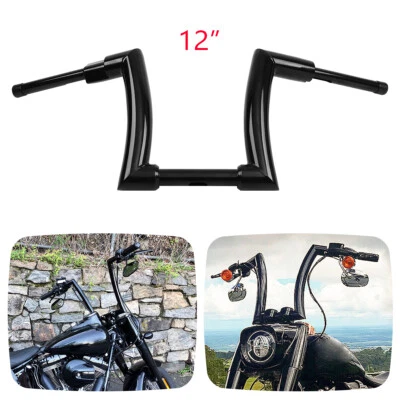 Black 12" Rise APE Hanger Handlebar 2" DNA Monster Fat Bars For Harley Touring Foto 1 de 4