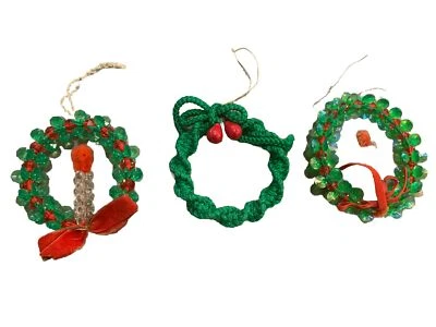 Lote de velas guirnalda con cuentas hilo plástico casero adornos navideños vintage Foto 1 de 4