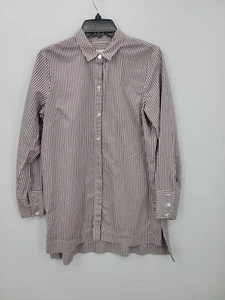 Túnica Jill Top Mujer Pequeña Granate Blanco Rayas Manga Larga Algodón Seda - Imagen 1 de 8