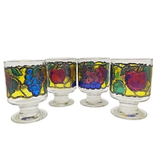 Vintage Libbey Obstglas 4er Set Buntglaswaren Getränk Cocktail Schnaps Wein - Bild 1 von 12