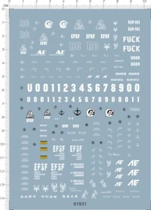Detail Up 1/100 MG RGM-96X Jesta GDM Figure Model Markings Water Slide Decal - Picture 1 of 1