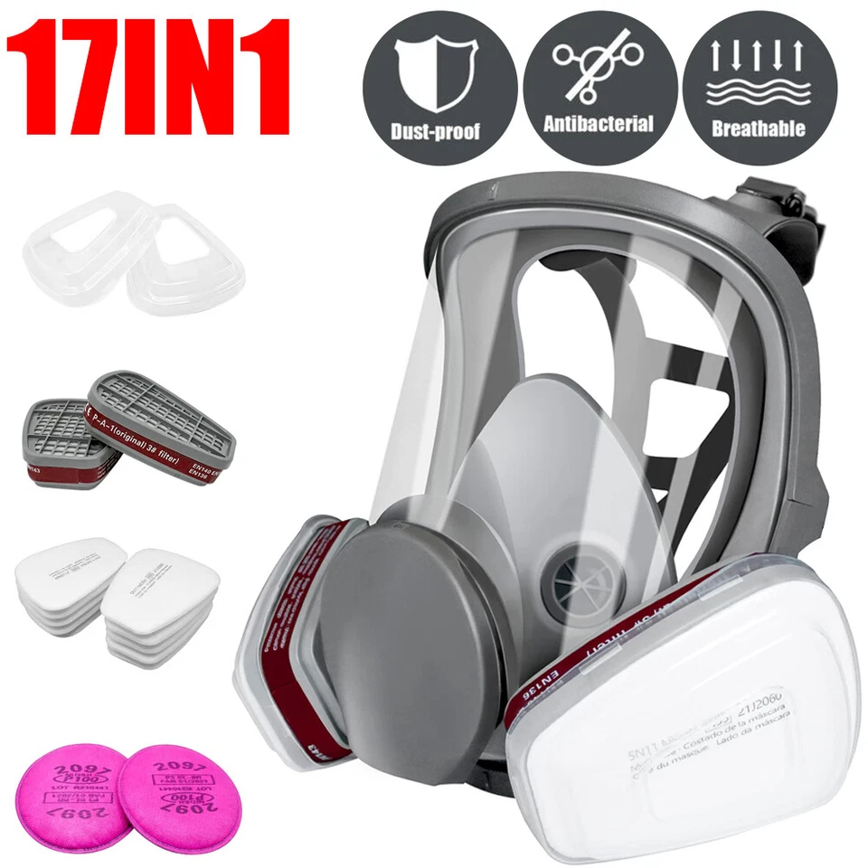 Máscara antigás respirador seguridad pulverización pintura facial completa 17 en 1 6800 Foto 1 de 4