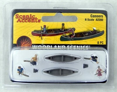 N Scale Canoers (8 Pcs) - Woodland Scenics Scenic Accents #A2200 - Image 1 of 2