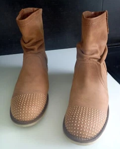 Bull Boxer Tan Leather Studded Boots Size UK 6 - Picture 1 of 17