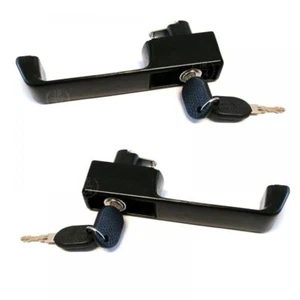 COPPIA MANIGLIE CON CHIAVI ANT. DX/SX OM GRINTA T 2P 01/87>12/88 PLASTICA NERA - Foto 1 di 5
