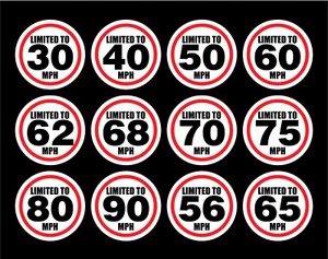 Adesivo SPEED LIMITED TO 30 40 50 56 60 62 65 68 70 75 80 90 mph auto furgone camion - Foto 1 di 13